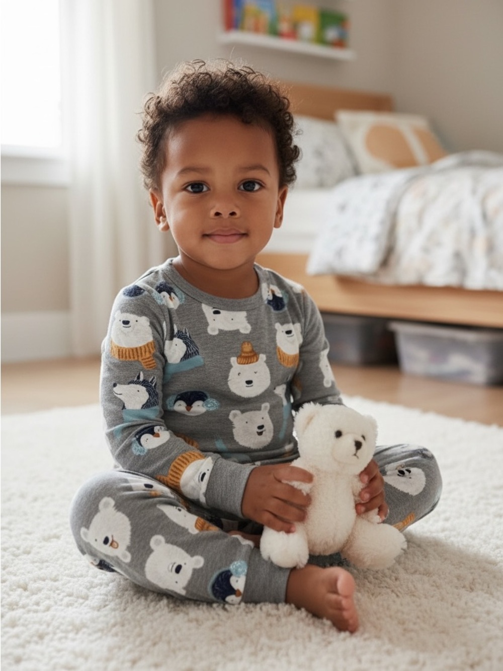 Carter's Just One You Toddler Boys Polar Bear Husky Penguin Pajama Set Gray 4T